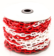 Цепь пластиковая красно-белая, 6мм, Бухта 50м Цепь пластиковая красно-белая, 6мм, Бухта 50м