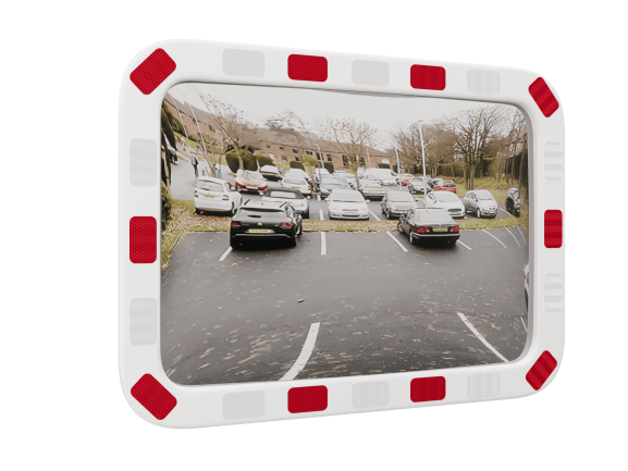Уличное дорожное зеркало со светоотражающей окантовкой прямоугольное 400*600