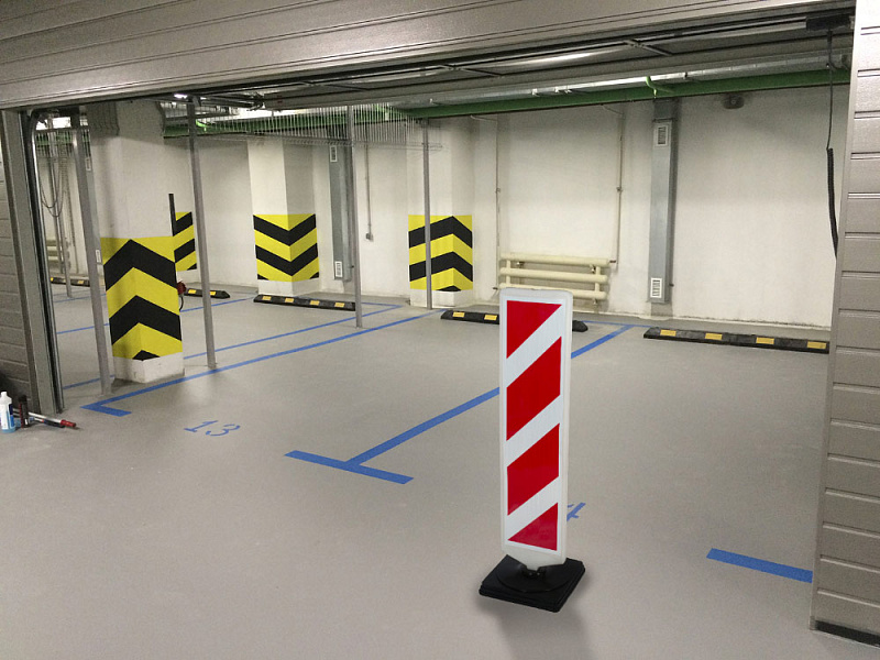 Применение дорожных солдатиков с резиновыми утяжеителями на подземном паркинге Применение дорожных солдатиков с резиновыми утяжеителями на подземном паркинге