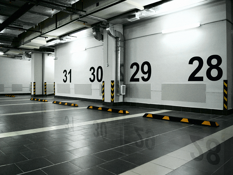 Парковочные места, оснащенные колесоотбойниками Парковочные места, оснащенные колесоотбойниками